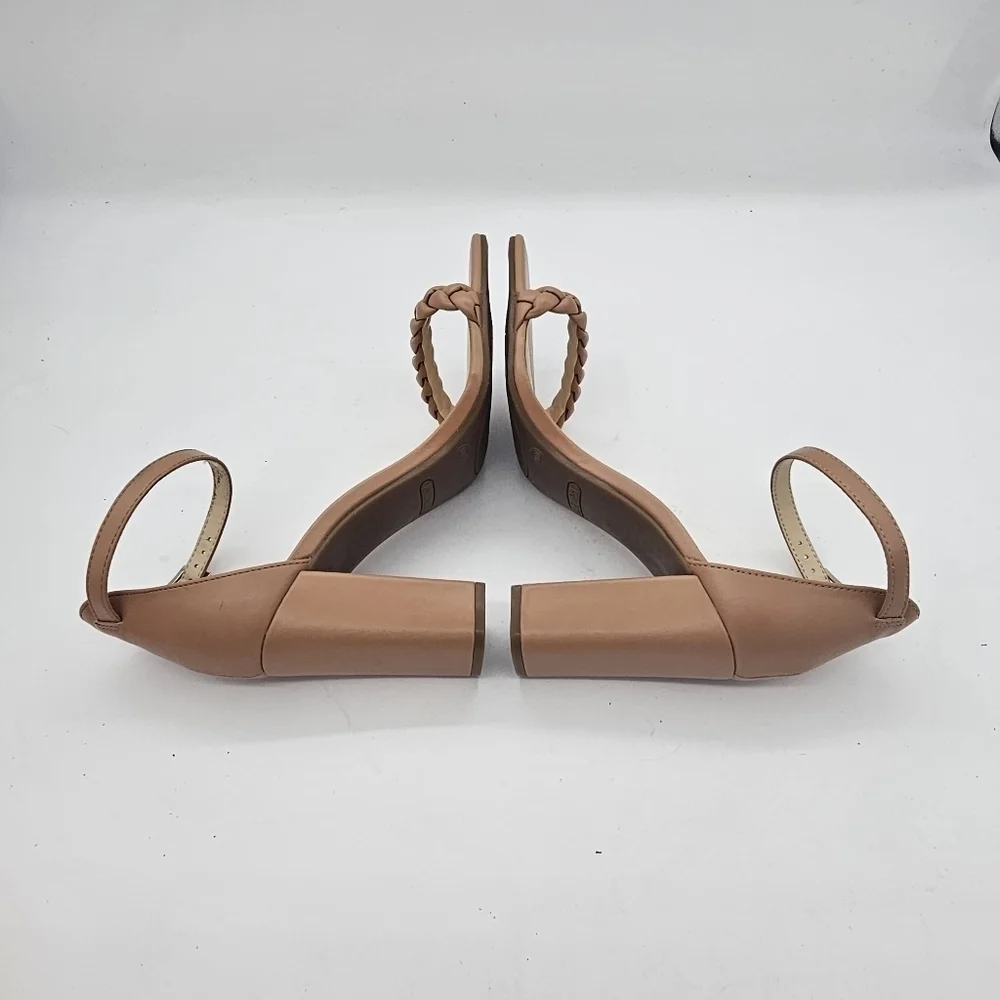 Nine West Allha 3 Macaroon Size 10 Tan Braided Block Heel